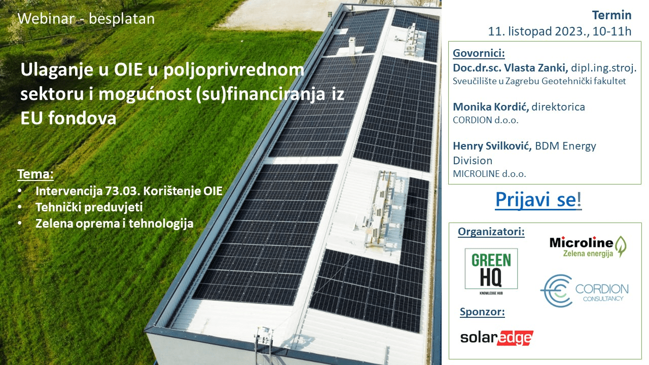 Webinar – Obnovljivi izvori energije u poljoprivredi